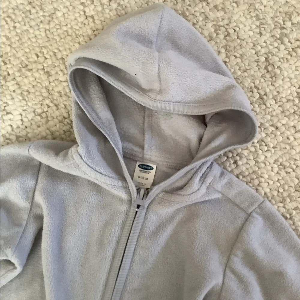 Old Navy Gray Fleece Zipper Hoodie Jacket 6-12 Months